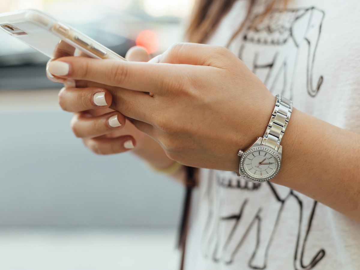 A woman using her phone